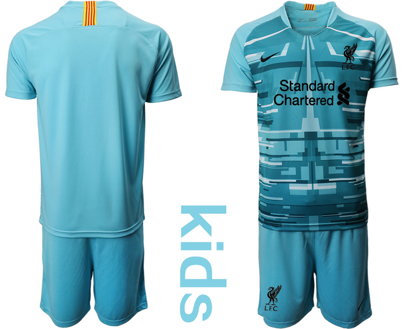 Youth 2020-2021 club Liverpool blue goalkeeper blank Soccer Jerseys1->liverpool jersey->Soccer Club Jersey